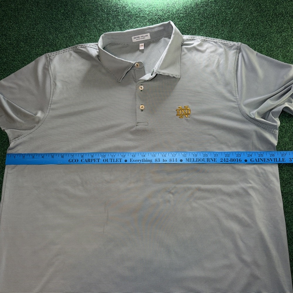 Peter Millar Summer Comfort Notre Dame Logo Polo Men's 2XL Green White Stripe - Picture 5 of 6